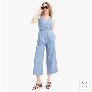 Wrap-tie jumpsuit in Chambray